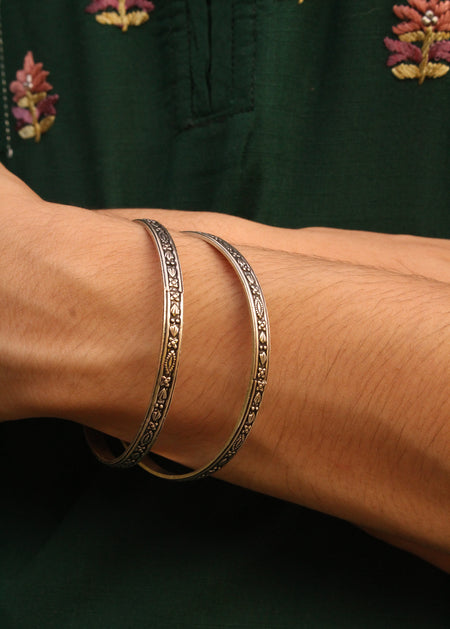 Silver Bangles - Set of 2, Size 2.4