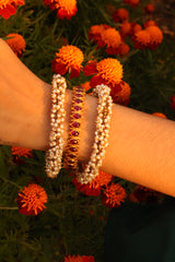 Gold Plated Pearl Bangles - Size 2.5