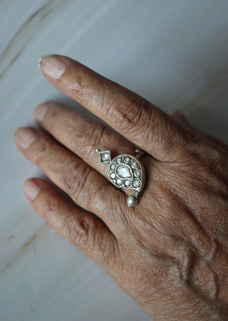 Silver Kundan Ring
